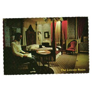 Vintage Postcard Lincoln Room Wills House Gettysburg PA President Museum Tour